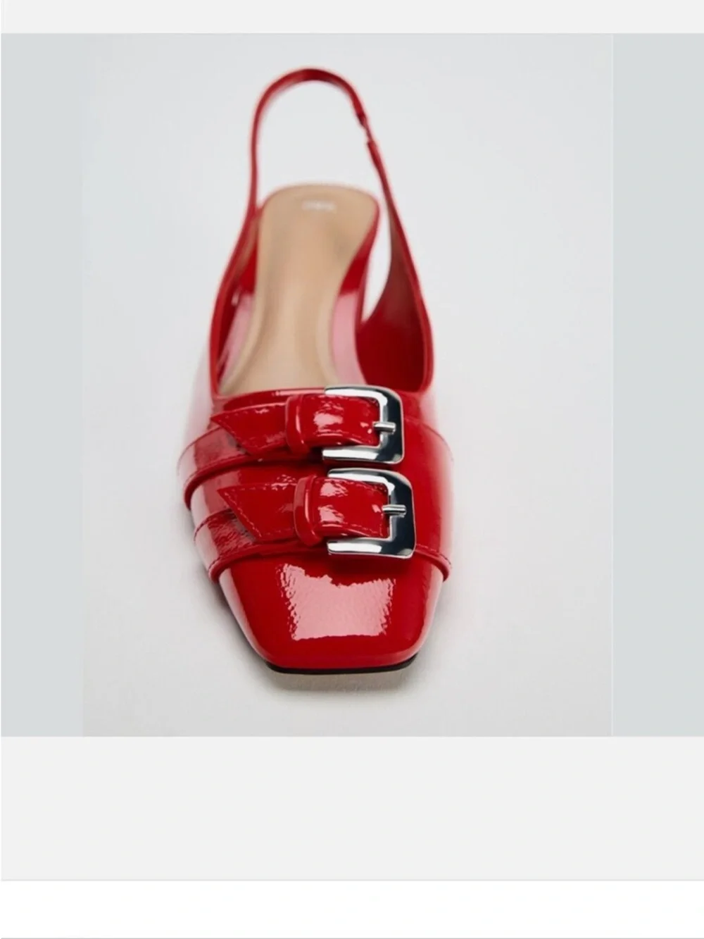 Zara Red Buckle Block Heel Slingback - Size 40 - Picture 7 of 8